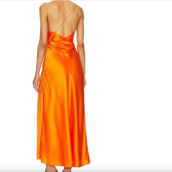 The Sei Draped Silk Wrap Gown in Tangerine Size 4 - Picture 2 of 2